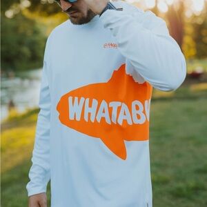 Magellan Outdoors White and Orange WHATABURGER Long Sleeve Tee